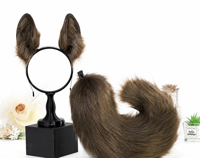 Huskies Ears and Tail Set, shepherd dog ears Cosplay Set for Conventions and Halloween, Animal Costume Accessory, Pet Play, Furry freedom