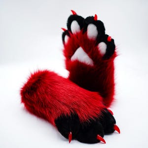 Lange schwarze und schwarze Katze Pfoten Petplay Pfoten Hund Cosplay Handschuhe