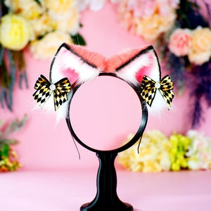 Fairy Kawaii Pink  Neko Ears Headband Realistic Faux Fur Cat Ears headband