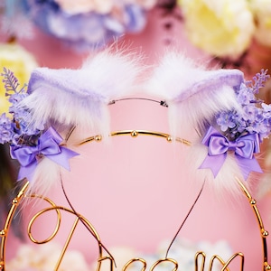 Lavendel Kitten Oren Handgemaakte Namaakbont Kitten Oren Dreamedge Neko Kostuum Cosplay Kittenplay Oren Kattenoren Hoofdband Kitty Huisdier Speeloren