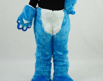 Fursuit Legs Pants Set, Blue Bunny Tail Hand Paws Feetpaws Partial Suit, Kemono Rabbit Cosplay Costume for Furry Conventions & Halloween
