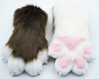 Ręcznie robiony futrzany kostium Hand Paws - realistyczne sztuczne futro na spotkania futrzane, cosplay Anthro i sesje zdjęciowe na konwentach