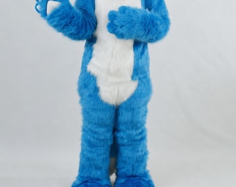 Handmade Fursuit body, Blue Animatronic Bunny Bodysuit without Head, Toy-Inspired Rabbit Character, Horror Game Bunny