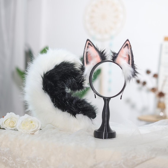 Faux Fur Wolf Ears Headband Adjustable Cosplay Halloween Party Accessory Handmade Faux Fur Fox Wolf Ears Headband, Adjustable Ears  main image 4