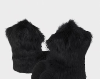 All Black digitigrade Fursuit feetpaws digitigrade walker kigurumi cosplay boots kemono anime mascot prop convention footwear