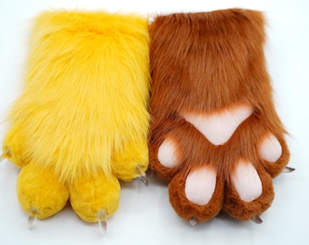 Furry Fandom Handpaws | Rękawice z futra syntetycznego Cosplay | Akcesoria do kostiumów futrzanych na konwenty i LARP