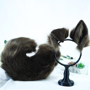 ハスキーの耳としっぽセット、コンベンションやハロウィン用のシェパード犬の耳のコスプレセット、動物コスチュームアクセサリー、ペットプレイ、毛皮の自由