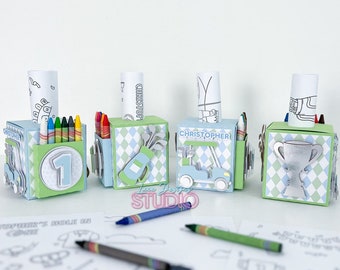 Hole in One Coloring Box, Golf Activity Box, Golf Birthday, Party Favors, Golf Coloring, Custom Party, Birthday Favors, Golf 1st Birthday