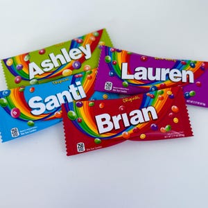 Custom Rainbow Candy, Rainbow Candy Wedding, Fruit Chew Candy, Personalized Candy Bags, Graduation Favors, Wedding Favors, Event Branding
