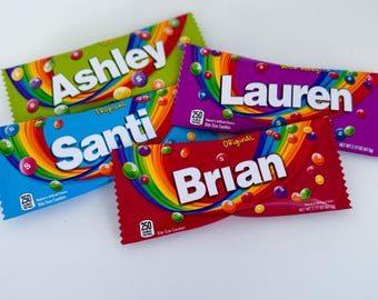 Custom Rainbow Candy, Rainbow Candy Wedding, Fruit Chew Candy, Personalized Candy Bags, Graduation Favors, Wedding Favors, Event Branding