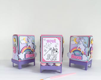 Unicorn Favor Box, Unicorn Activity Box, Unicorn Paint Set, Unicorn Party, Unicorn Birthday, Unicorn, Kids Activity Box, Kids Painting