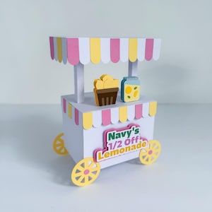 Lemonade Stand Favor Box, Lemon Birthday, Main Squeeze Birthday, Lemonade Party, Pink Lemonade Party, Lemon 1st Birthday, 3D Lemonade Cart