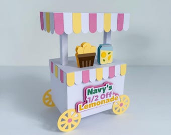 Lemonade Stand Favor Box, Lemon Birthday, Main Squeeze Birthday, Lemonade Party, Pink Lemonade Party, Lemon 1st Birthday, 3D Lemonade Cart