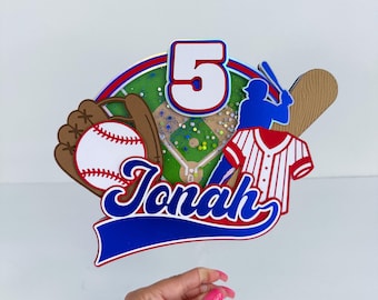 Baseball Cake Topper, Sports Cake Topper, Baseball Party, Sports Birthday, Shaker Cake Topper, Sports Theme, Baseball Theme