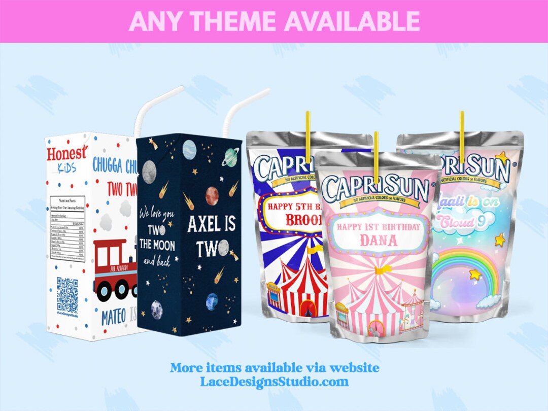 Custom Juice Box, Custom Juice Pouch, Birthday Favors, Party Favors
