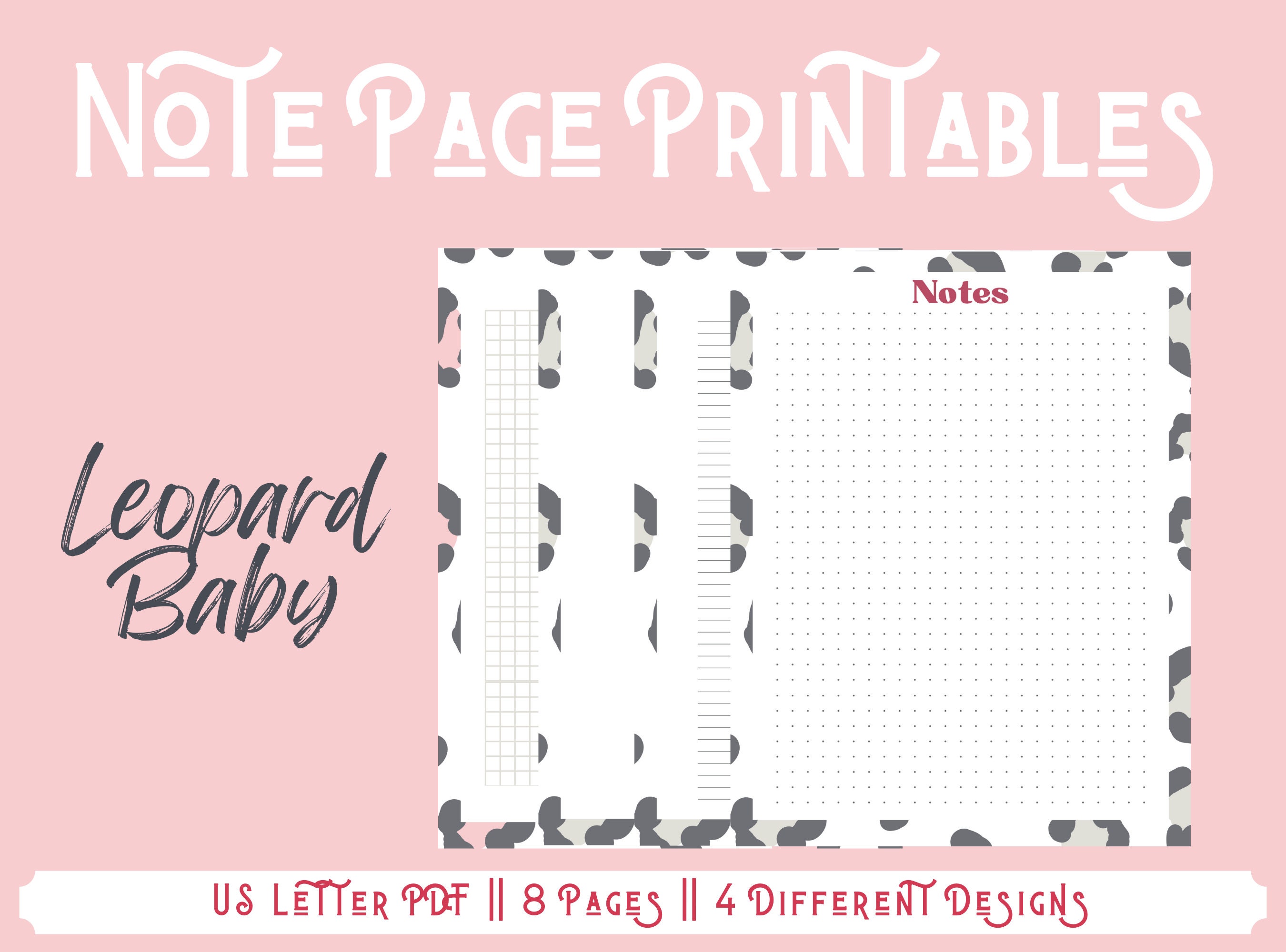 Note Page Printable PDF Download, Leopard Baby, Pairs Great With ...