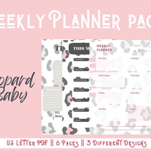 Wochenplaner Printable Organizer Seiten, Leopard Baby