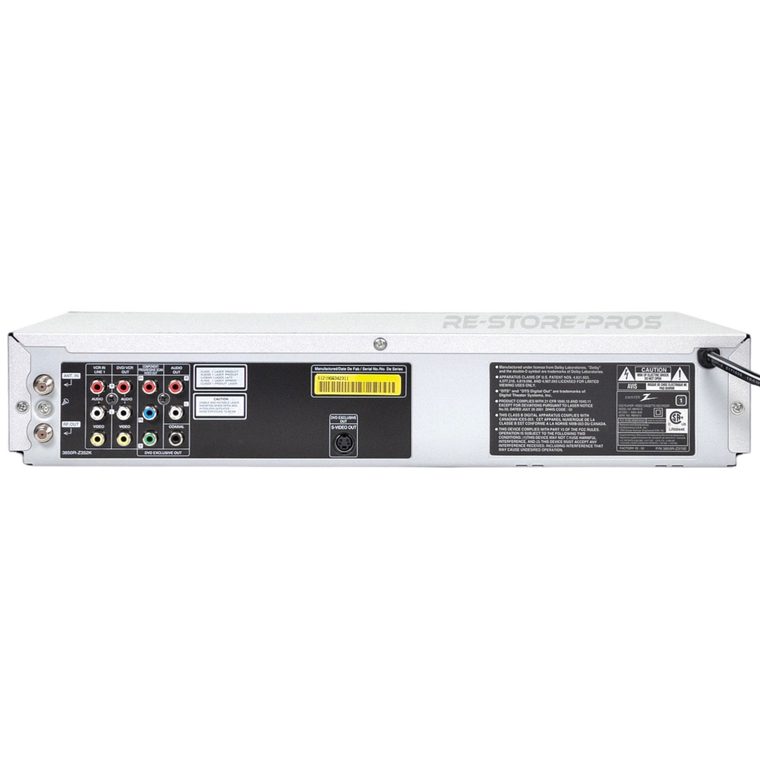 Zenith XBV613 Dvd Vcr Combo Player | 4-head VHS | Hi-fi