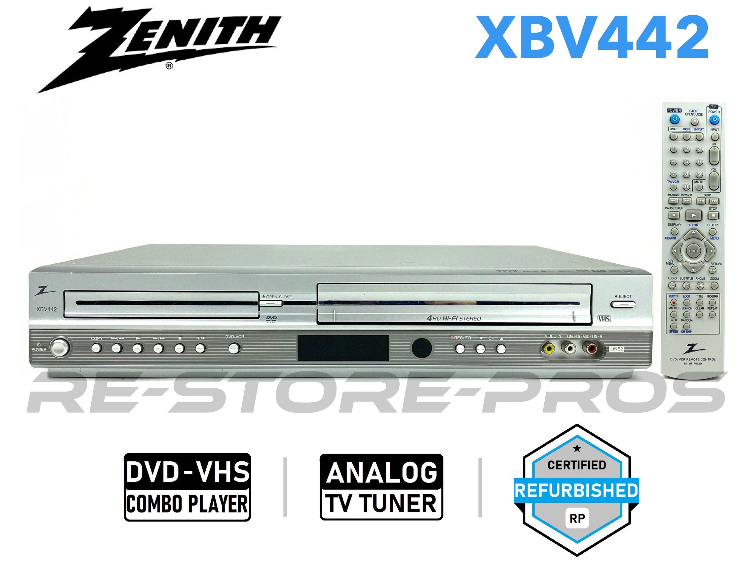 Zenith XBV442 DVD VCR VHS PLAYER RECORDER Silver With Remote Control