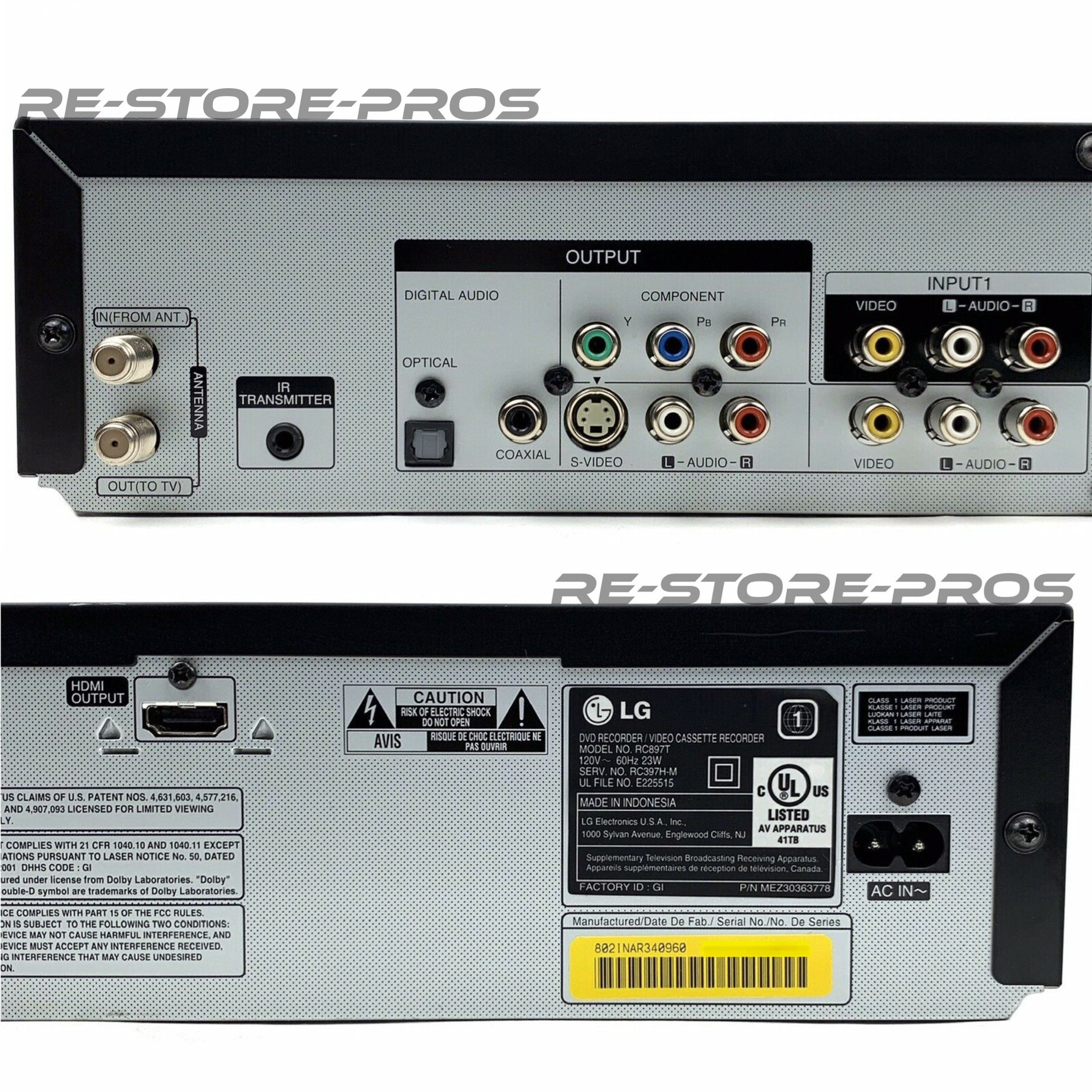 LG RC897T DVD VCR Combo Player Recorder Transfers Vhs to Dvd Hdmi 1080p