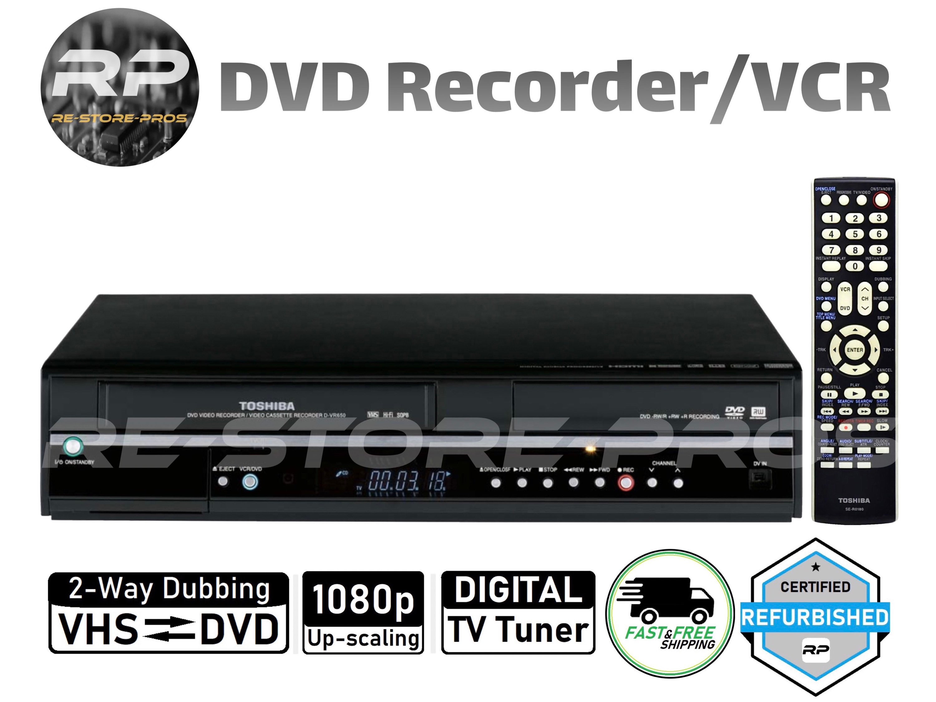 Toshiba DVR650KU DVD VCR Combo Player Recorder Transfers Vhs Etsy