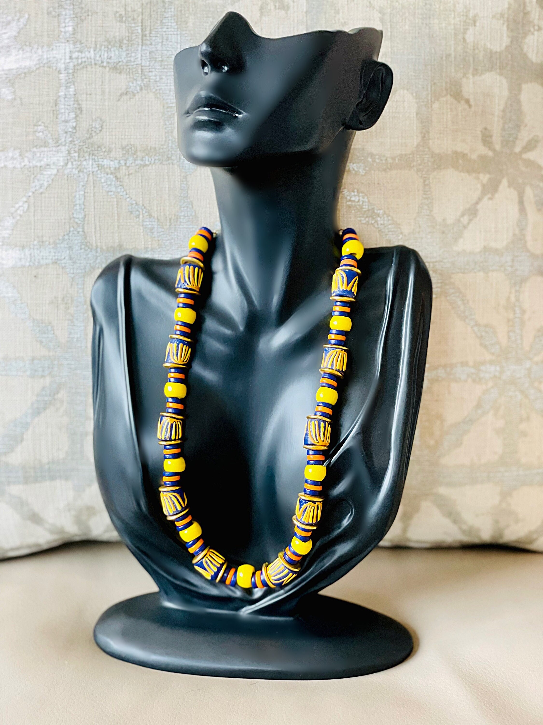 Vintage African Krobo Beaded Necklace - Etsy