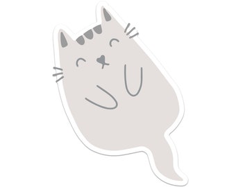 Ghost Cat Halloween Sticker