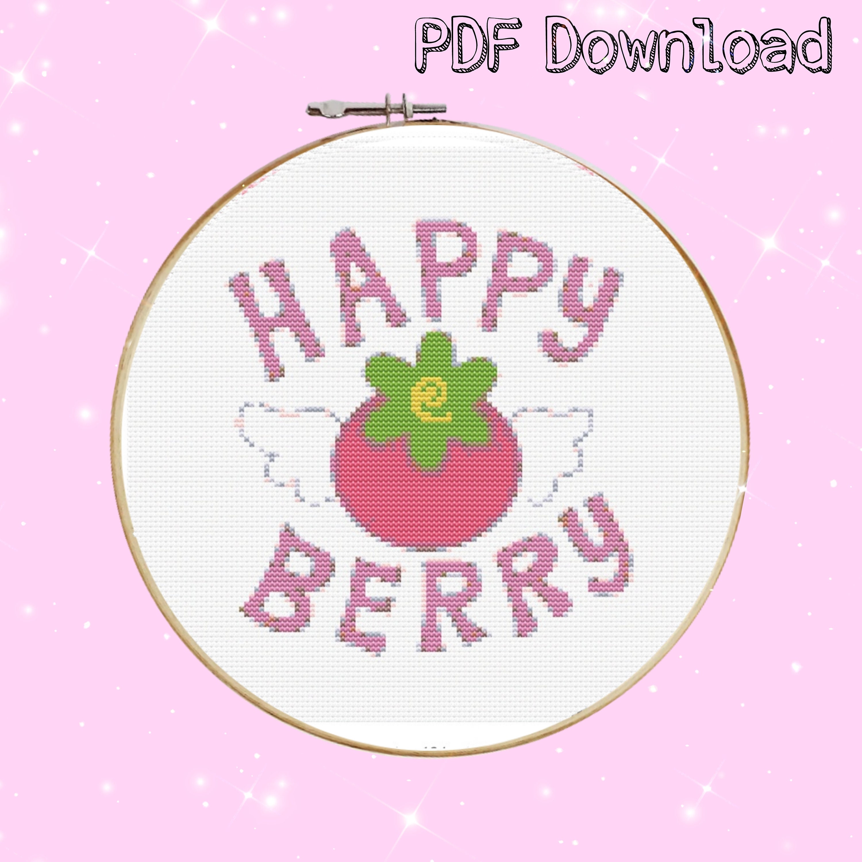 Happy Berry Cross Stitch Embroidery PDF Printable Download