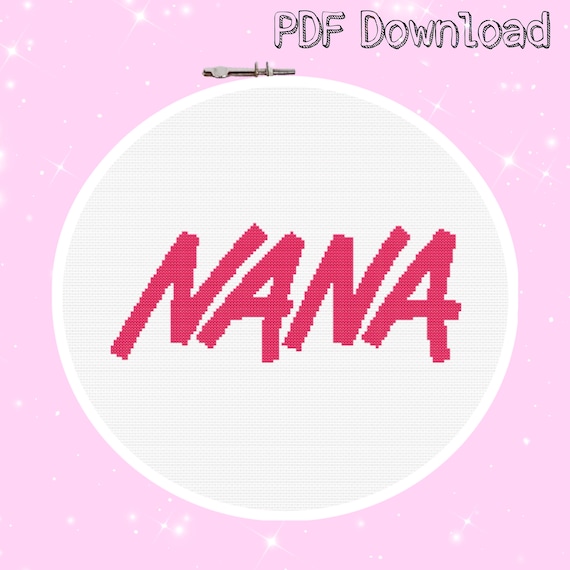 NANA オーダーページ 3点以降目 16 18 19 1 5 NANA Logo Across Stitch Pattern PDF Printable Download Embroidery