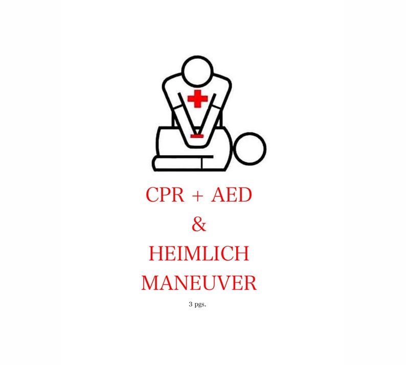 CPR and AED Heimlich Maneuver Firstaid Nursing Notes Etsy