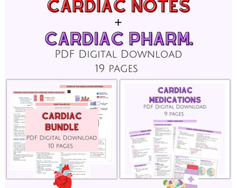 Cardiac Bundle Notes, Med Surg Notes, Pharmacology Notes, Nursing Study Guides, Nursing Notes, Cardiac System and Diseases, Cardiac Meds