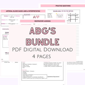 Arterial Blood Gases, Acid-Base Balance, ABG Interpretation, Nursing Study Guide, Digital Download, 20 Practice Questions