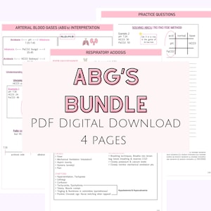 Arterial Blood Gases, Acid-Base Balance, ABG Interpretation, Nursing Study Guide, Digital Download, 20 Practice Questions