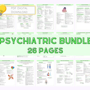 Psychiatric Mental Health Bundle, Nursing Study Guides, Nursing Study Bundle, Digital Download, Nursing Notes, Mental Health Mediations