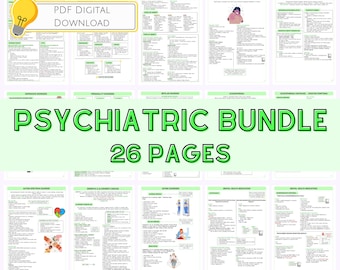 Psychiatric Mental Health Bundle, Nursing Study Guides, Nursing Study Bundle, Digital Download, Nursing Notes, Mental Health Mediations