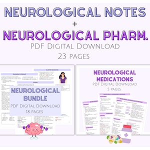 Neurological Bundle Notes, Pharmacology Bundle, Neurological Medications, Digital Download, Med Surg Notes, Medical Surgical Nursing Notes