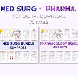 Med Surg Bundle, Pharmacology Bundle, Nursing Notes, Nursing Study Guide, Medical Surgical School Notes, Medication Notes, Digital Download