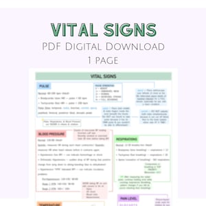 Vital Signs, Fundamental, Clinical Notes, Nursing Notes, Nursing Study Sheet, Vital Sign