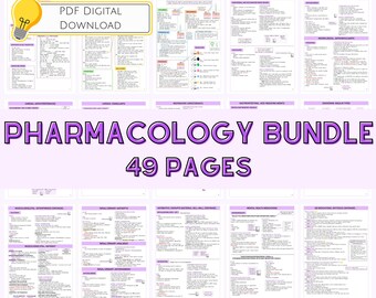 Pharmacology Bundle, Nursing Notes, Nursing Study Guide, Instant Download, Digital Download, Medication Administration, Pharmacology Notes