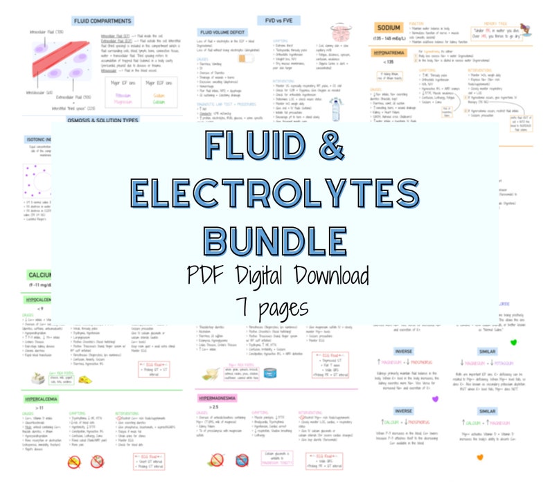 Fluid and Electrolyte Bundle F & E Imbalance Lab Values Etsy