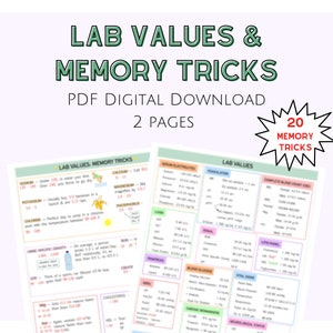 Valores de laboratório e truques de memória, notas fundamentais de enfermagem, valores de laboratório NCLEX, guia de estudo de enfermagem