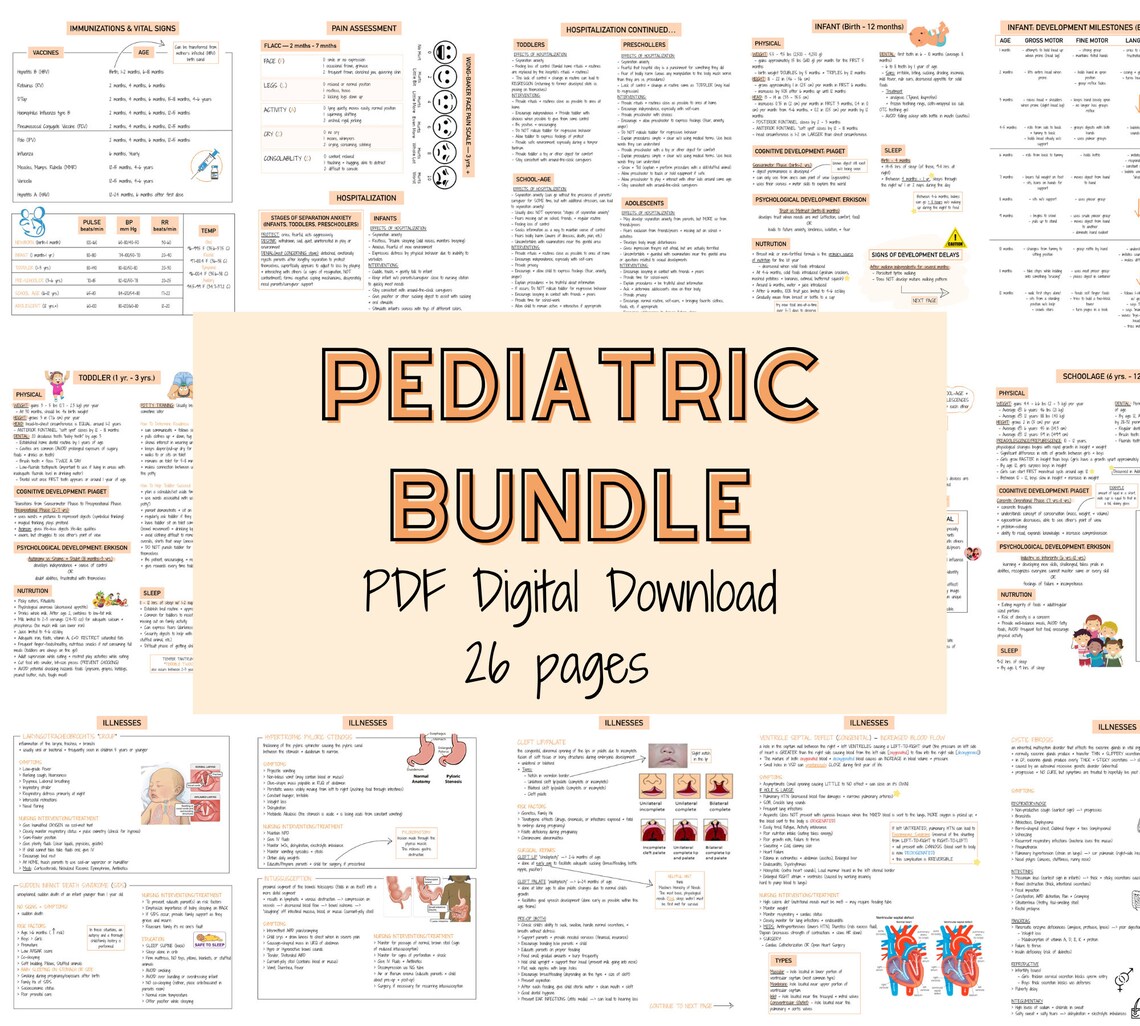 Pediatric Bundle Pediatric Basics Pediatrics Nursing Notes - Etsy