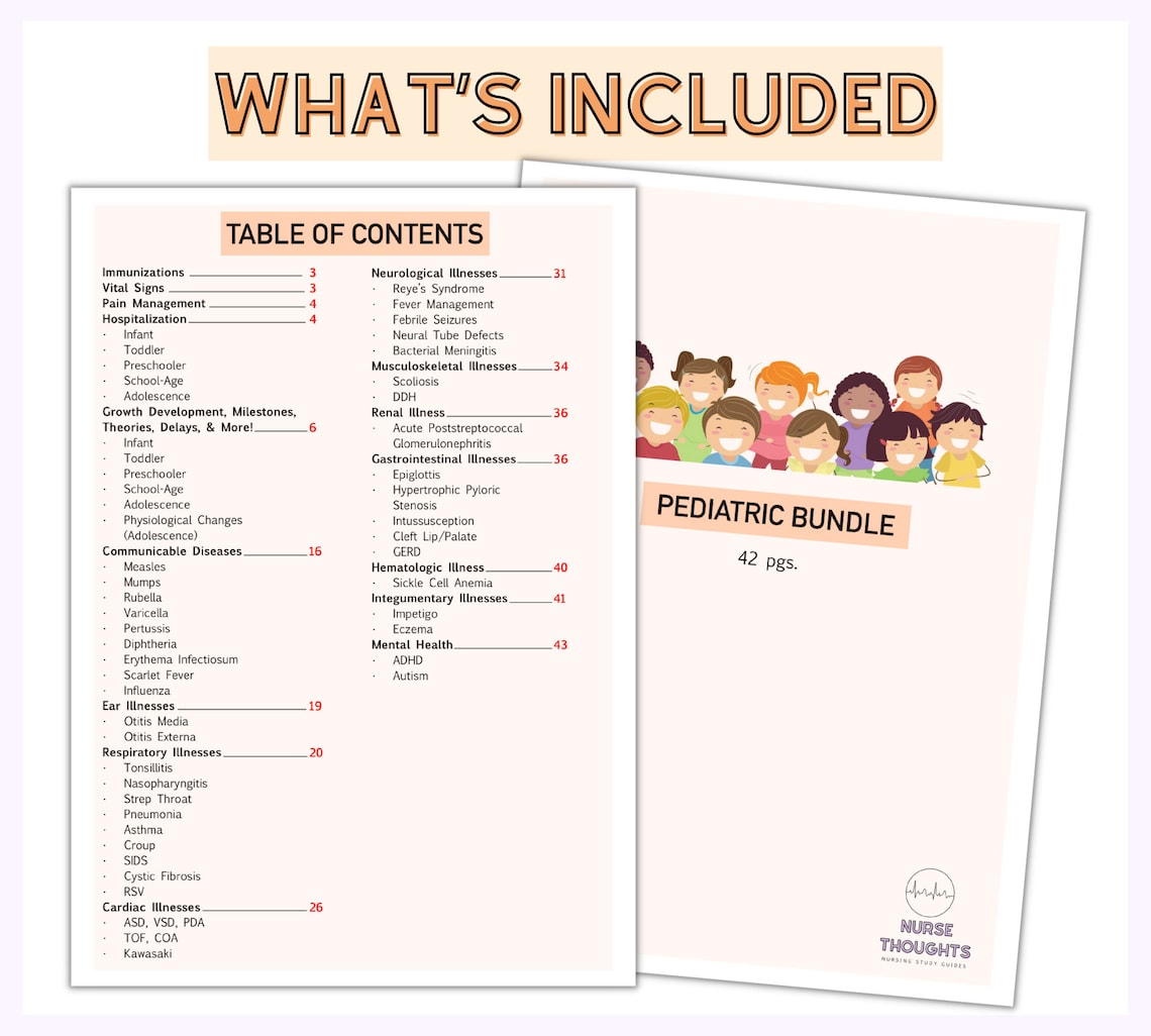 Pediatric Bundle, Pediatric Basics, Pediatrics Nursing Notes, Vital ...