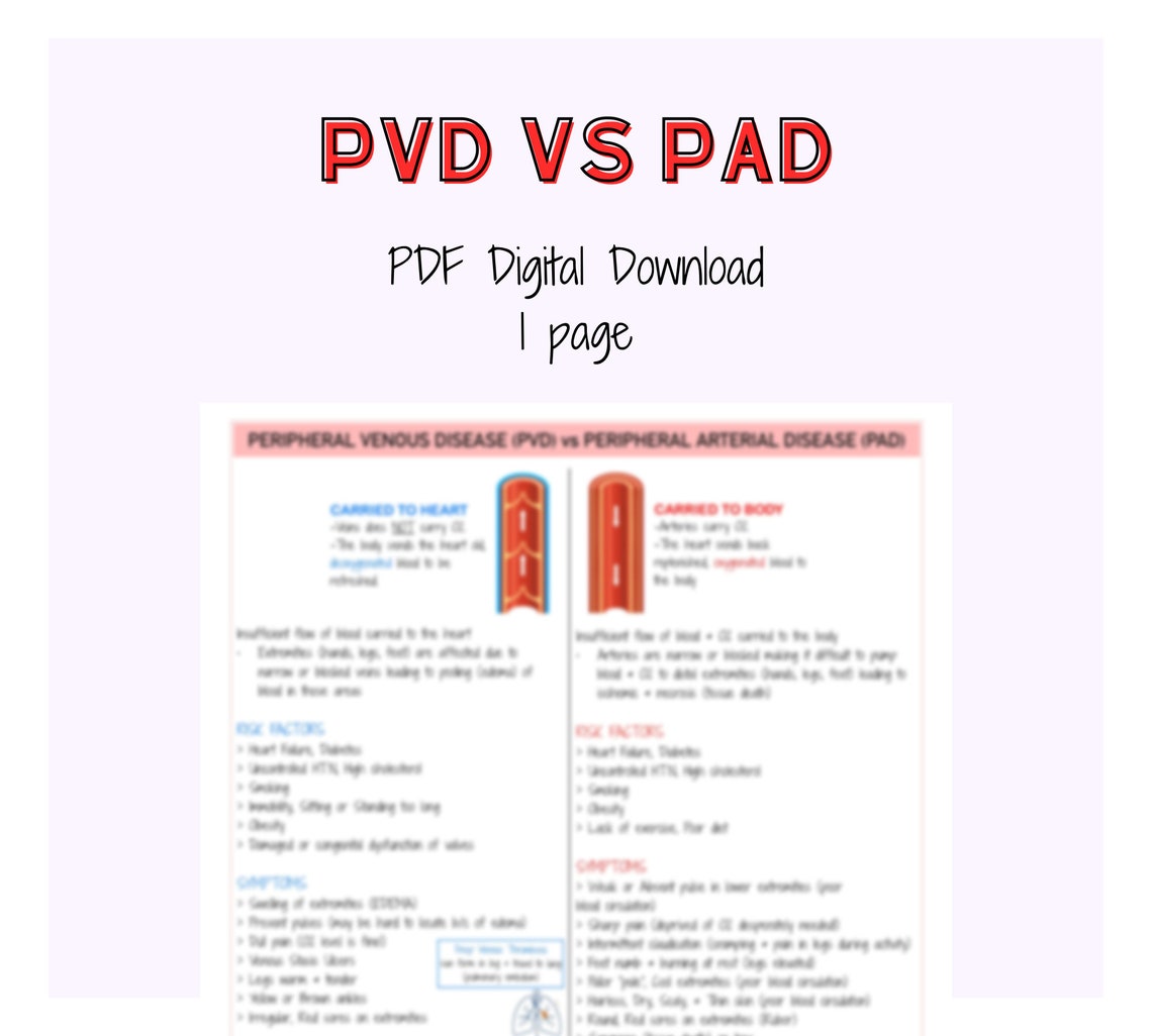 Peripheral Venous Disease, Peripheral Artery Disease, Nursing Notes