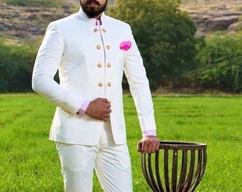 Jodhpuri White Coat Pant Indian Suit 