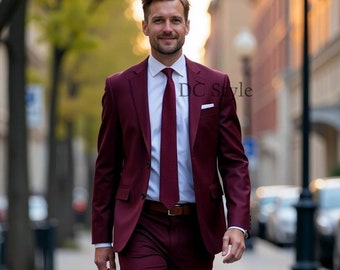 grey dress pants with maroon shirt Merino Wool T-Shirt for men in Burgundy