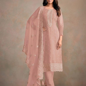Designer Pakistani Suit Indian Semi Stitched Salwar kameez kurta set dress, Partywear Dress for Women Wedding Suit Organza Silk for Bride