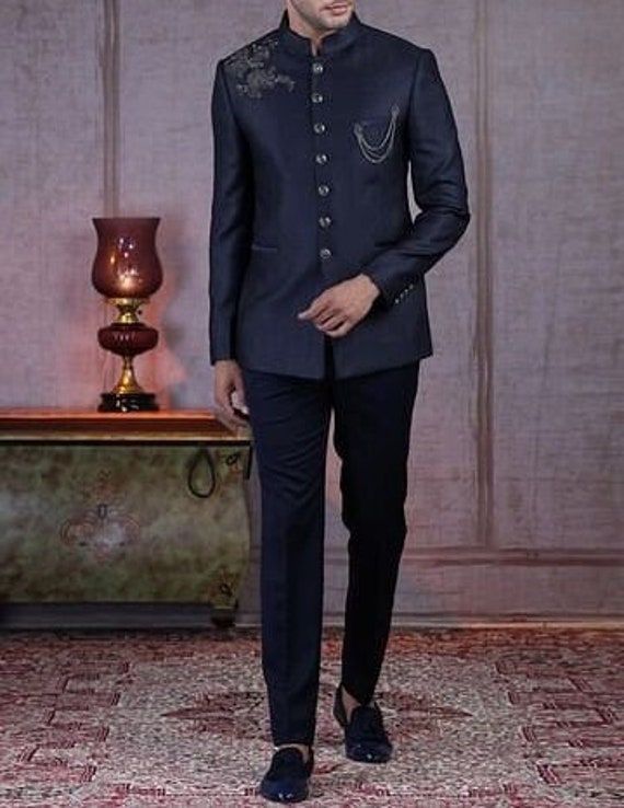 Jodhpuri Coat Pant Navy Blue Indian 