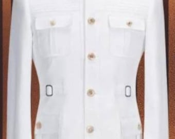 White Safari Suit: Premium Wool Blend, Men's Party Wear