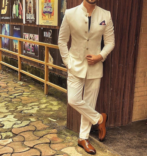 Jodhpuri Coat Pant off White Indian 